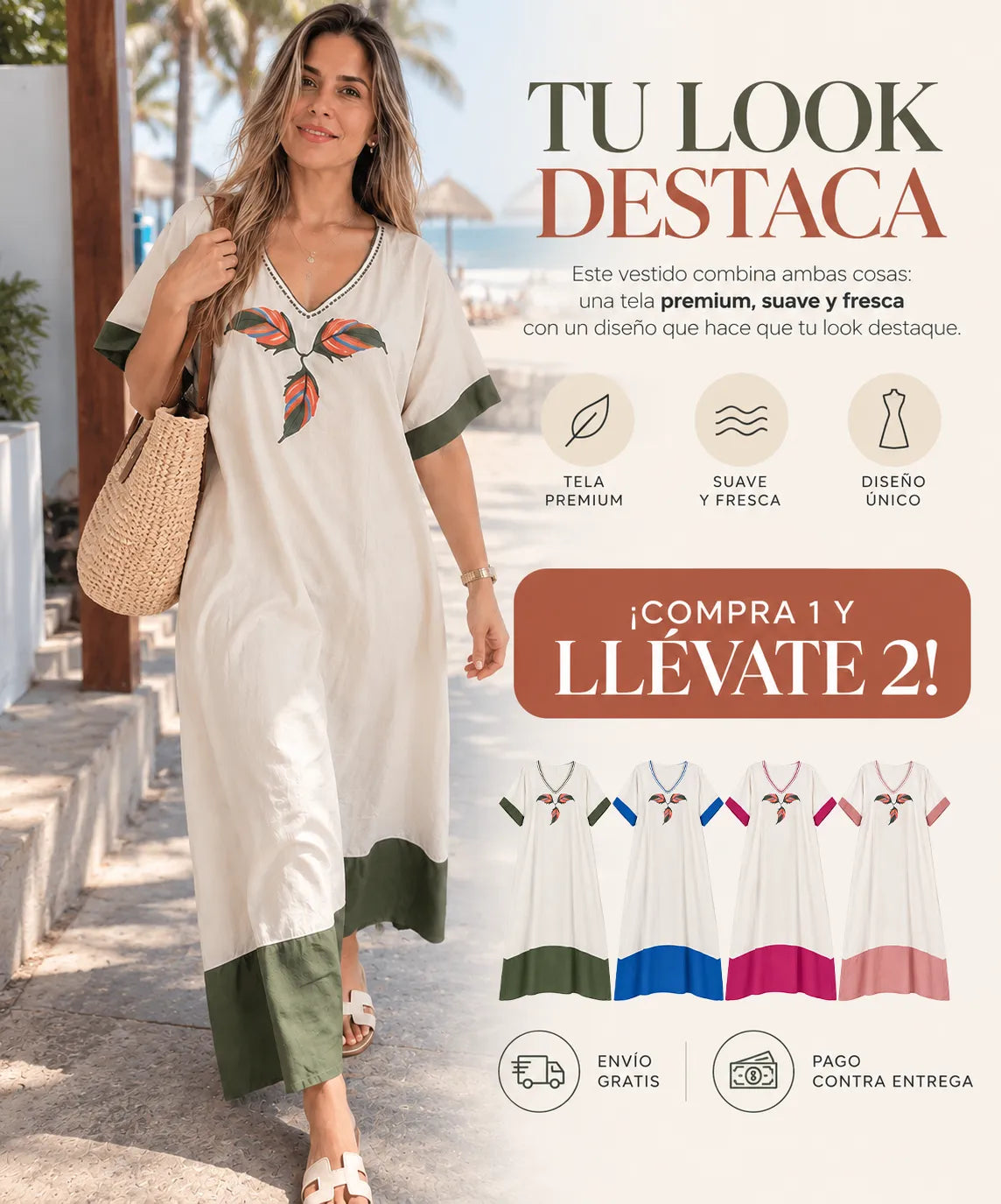 Vestido de tela premium fresca y cómoda - Paga 1 lleva 2