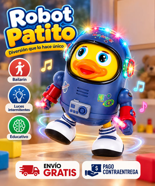 🦆🚀 Pato Espacial Bailarín Interactivo ✨ con Luces 💡 y Música 🎶