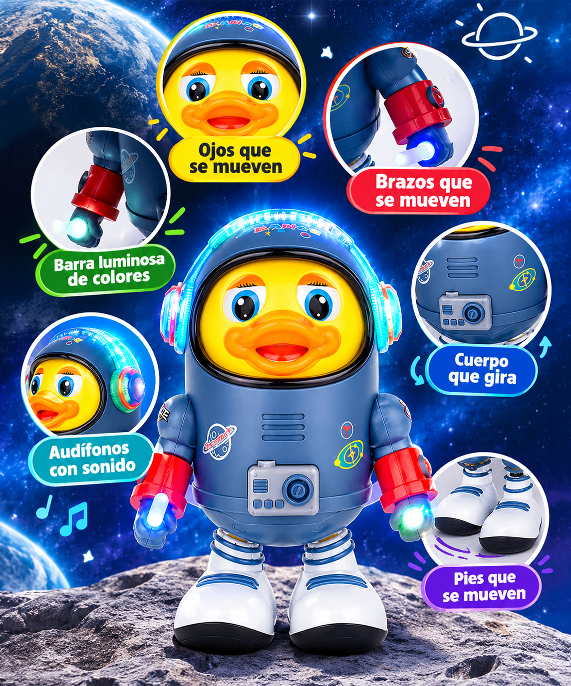 Juguete Pato espacial bailarín