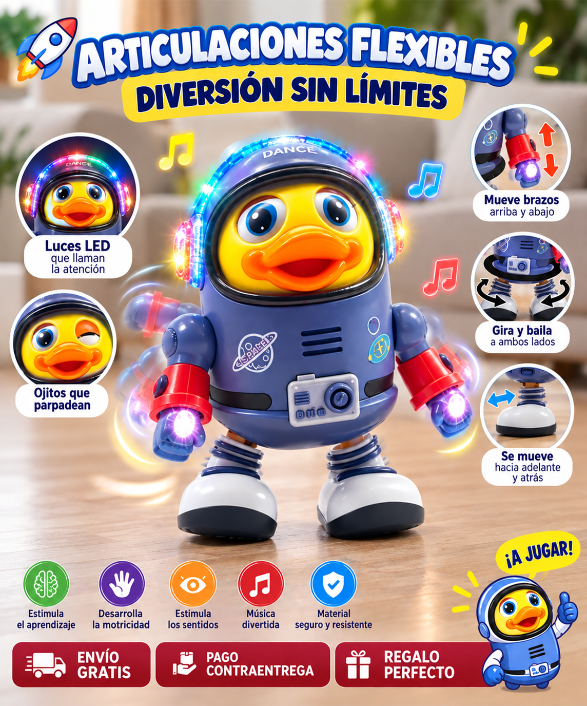 Juguete Pato espacial bailarín