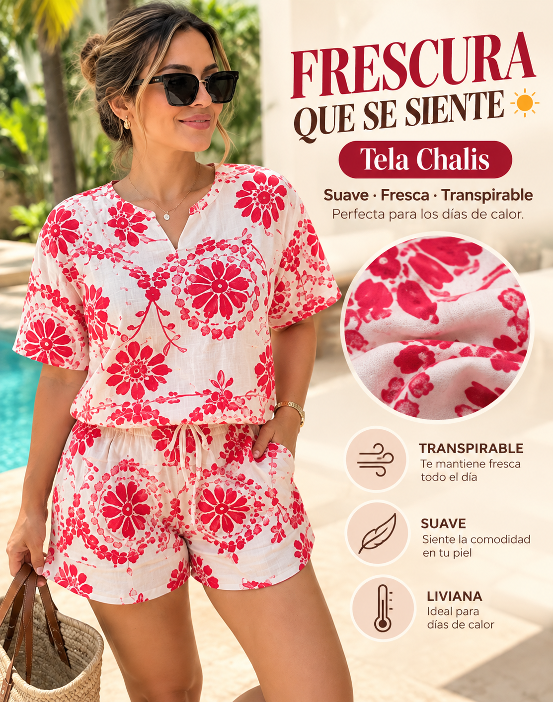 Conjunto de tela Chalis importada de dos piezas✨