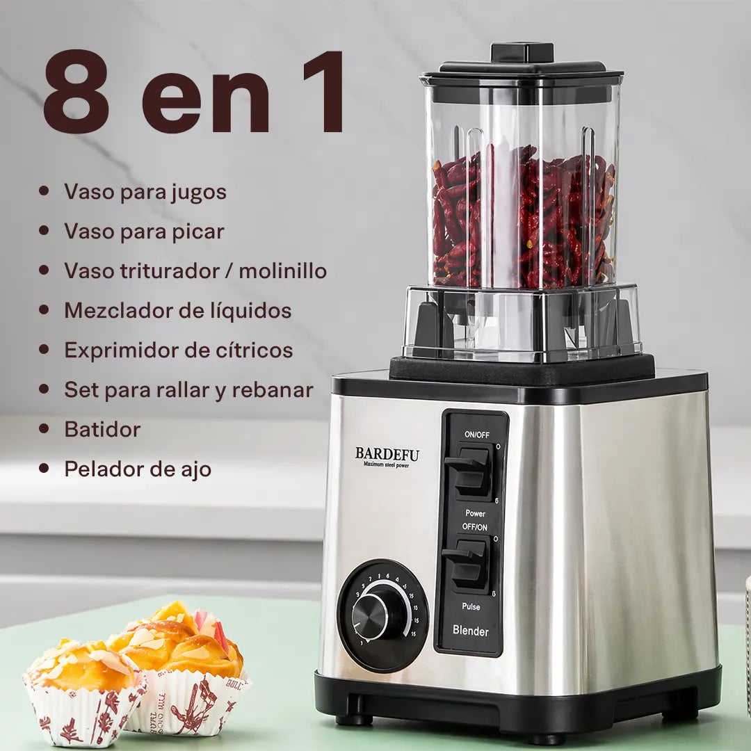 Licuadora Multifuncional de Acero Inoxidable 8 en 1