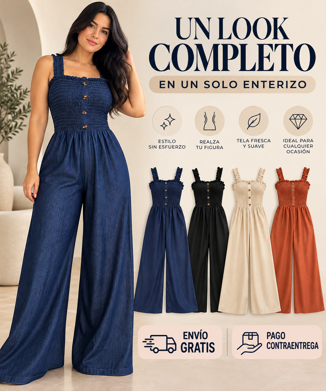 Enterizo largo Diva - Tela chalis premium✨