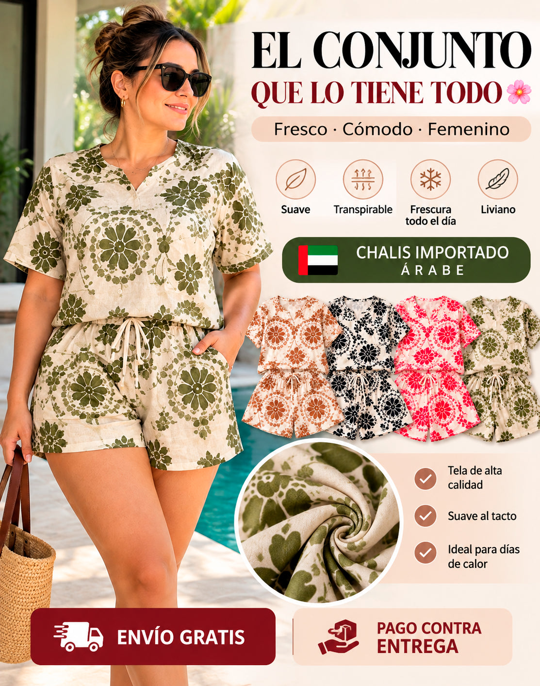 Conjunto de tela Chalis importada de dos piezas✨