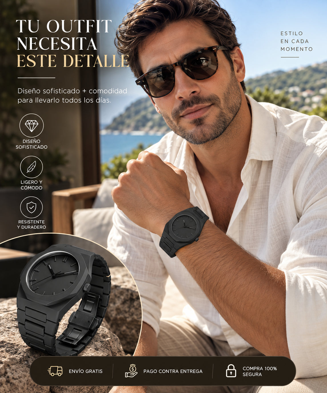 Reloj premium en negro mate