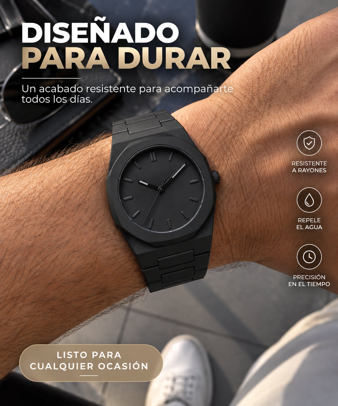 Reloj premium en negro mate