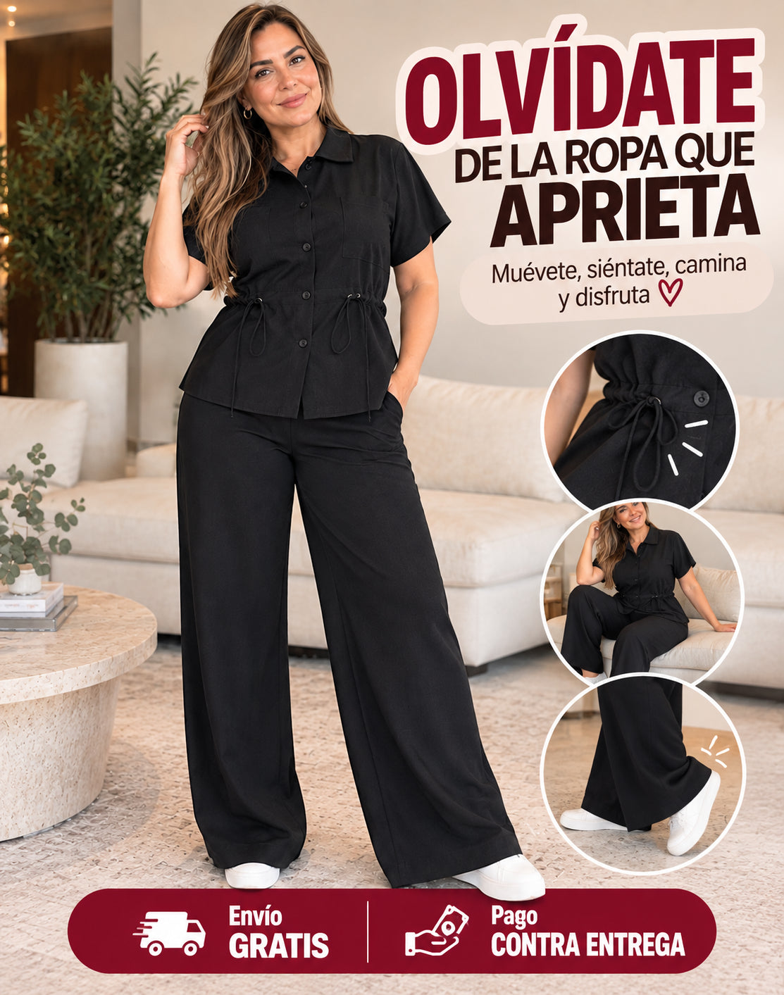✨Conjunto de tela lino árabe ajustable de silueta🔥