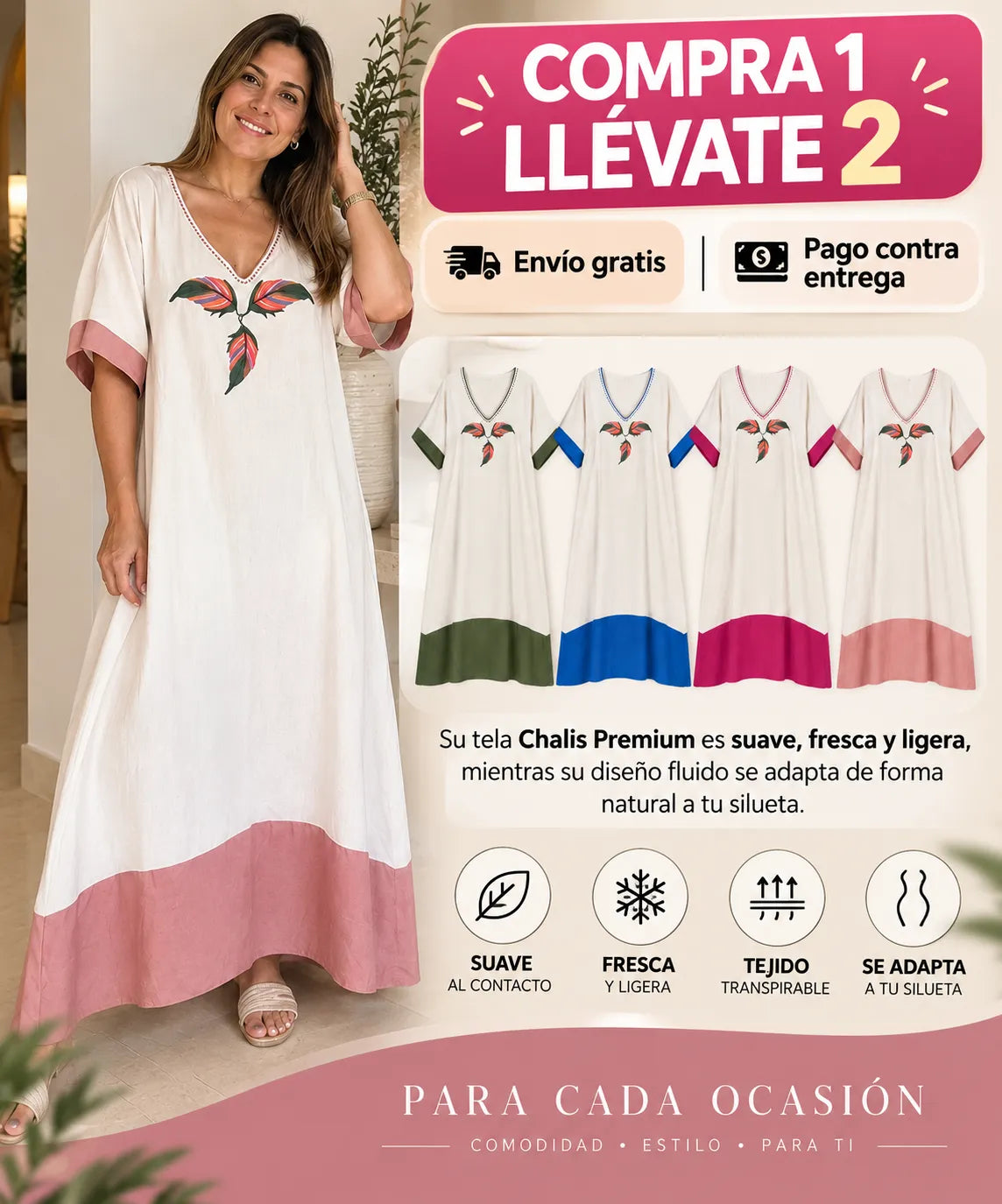Vestido de tela premium fresca y cómoda - Paga 1 lleva 2