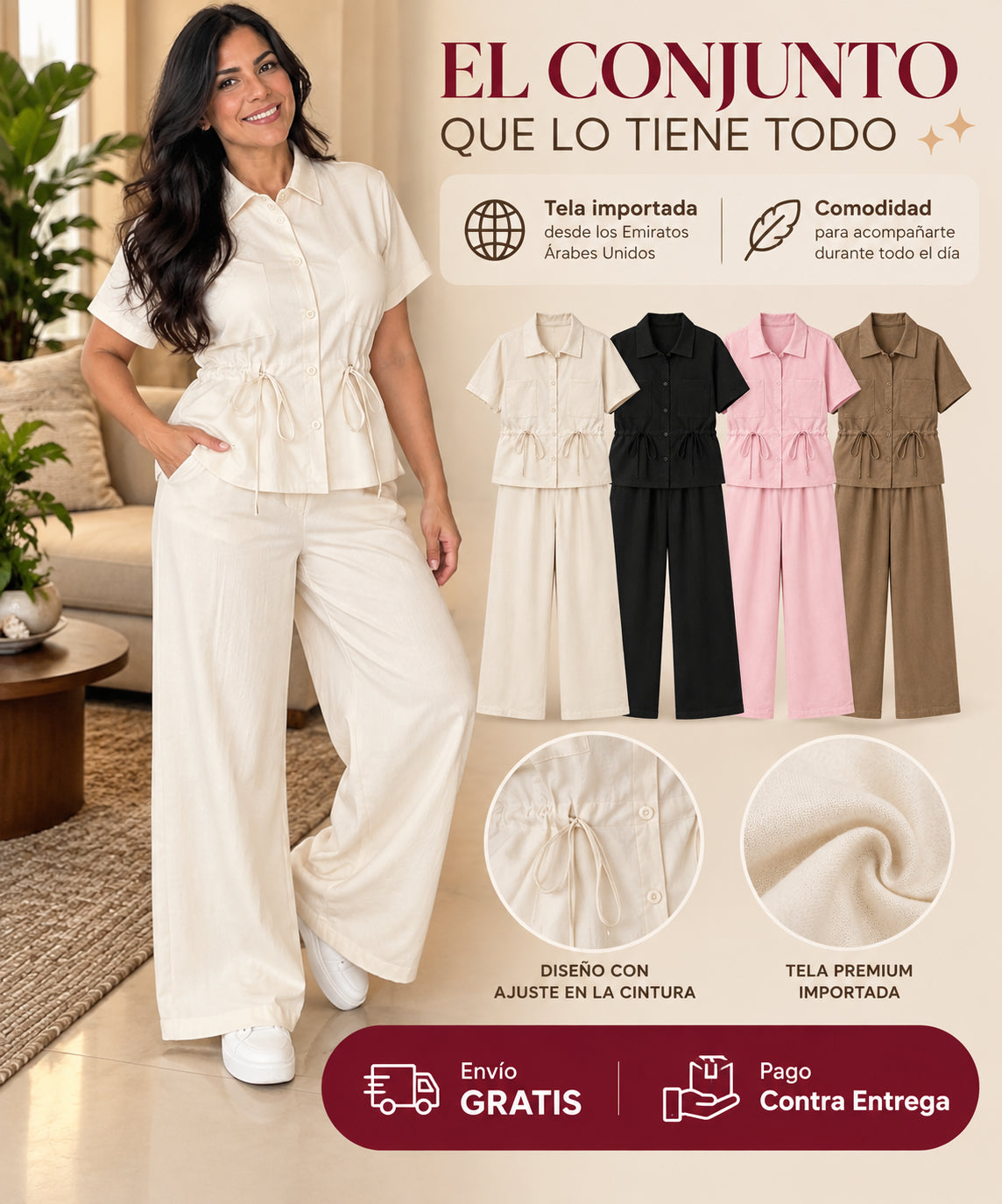 ✨Conjunto de tela lino árabe ajustable de silueta🔥