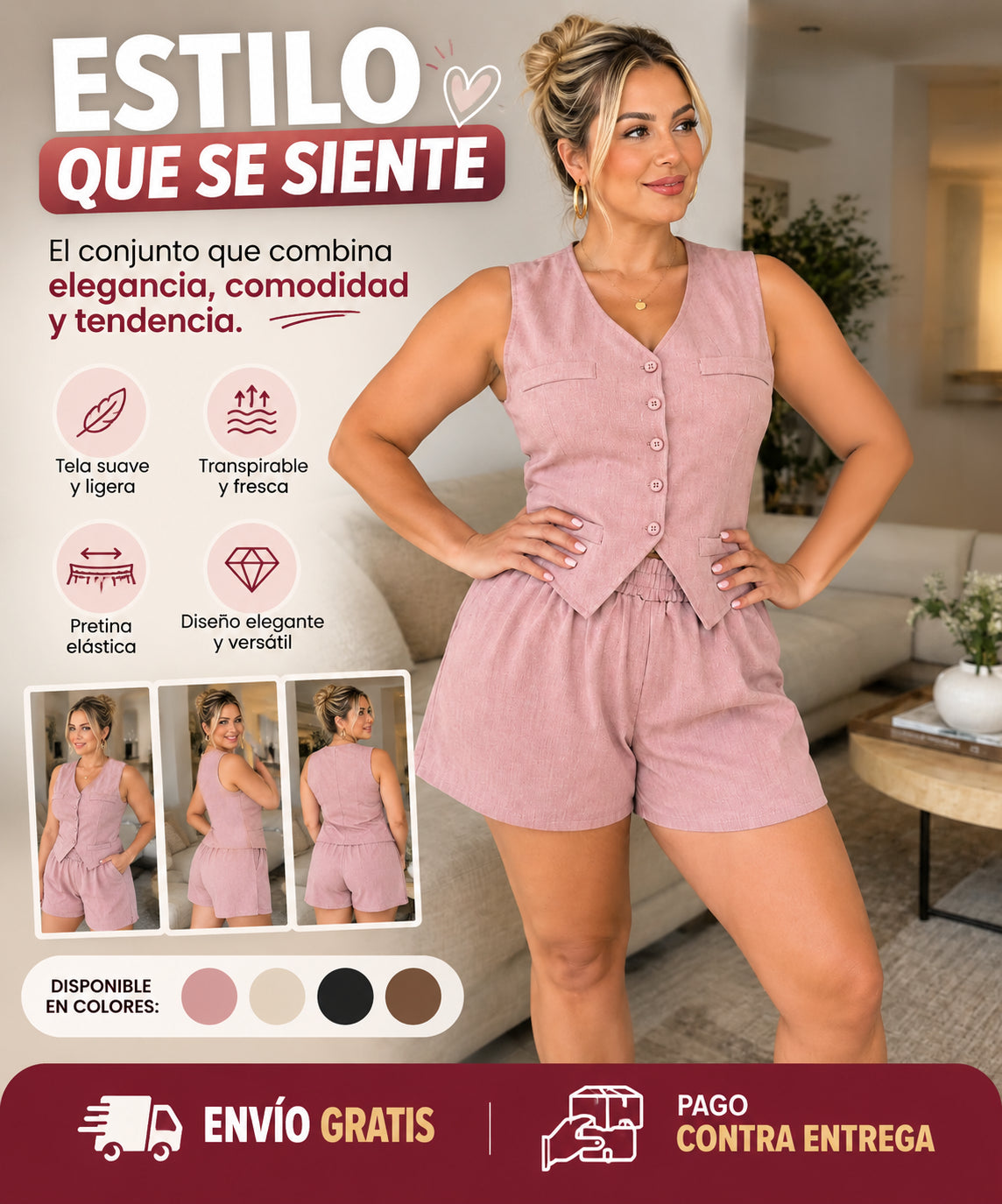 💎Conjunto de 2 piezas - Chaleco blazer con shorts💎