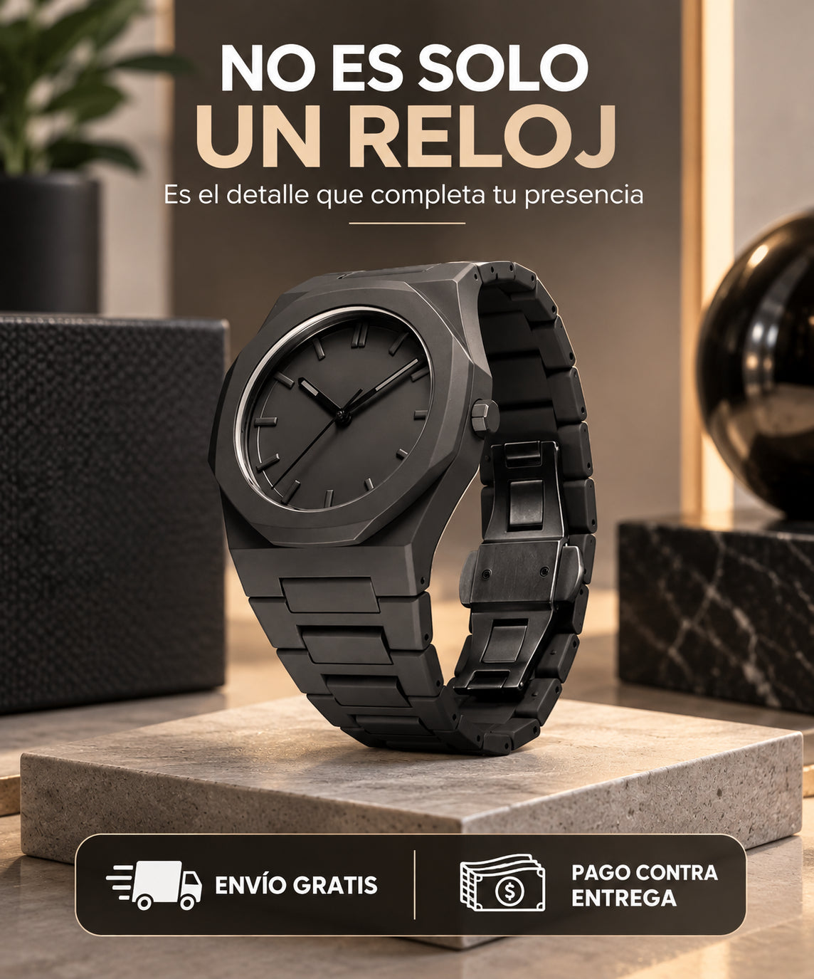 Reloj premium en negro mate