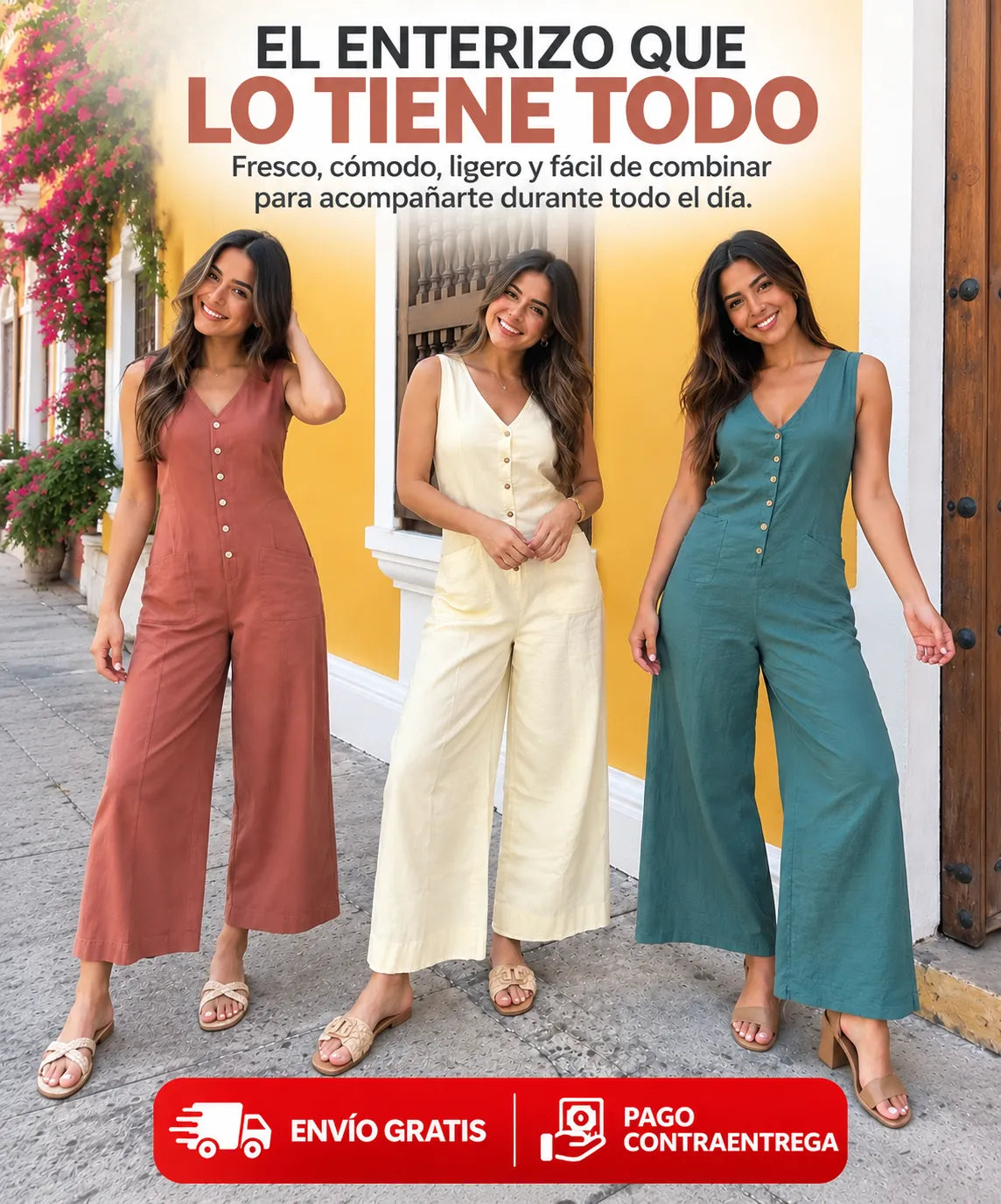 ✨ Enterizo Capri en Algodón y Lino – Fresco y Cómodo
