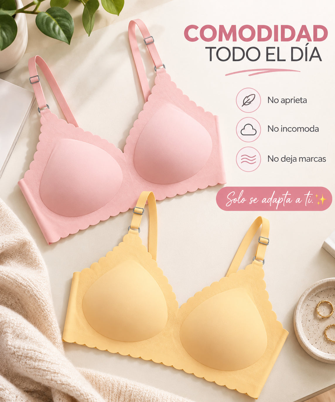 💕 Brasier Confort Sin Varilla ✨ Paga 1 Lleva 4