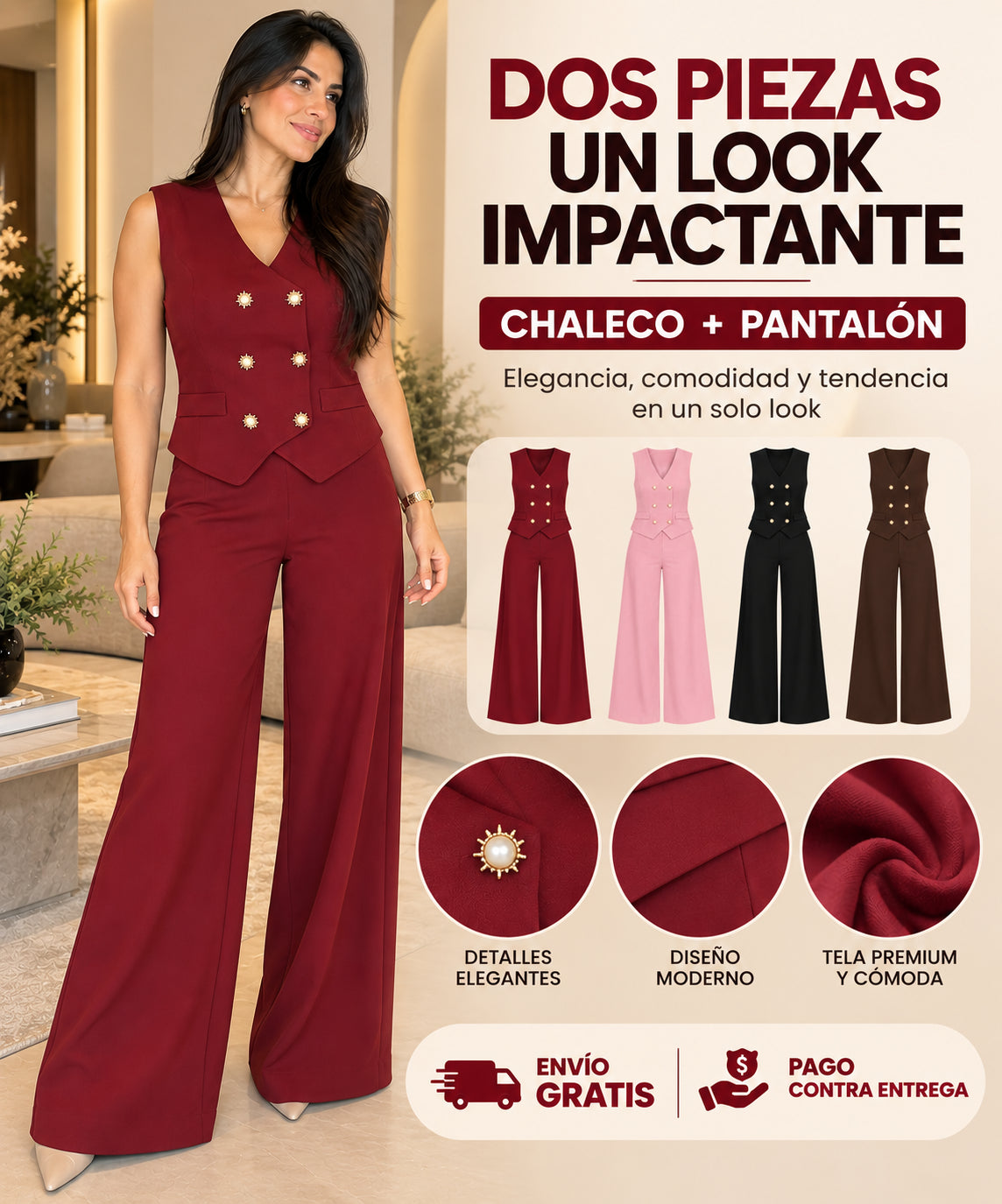 Conjunto Premium elegante de tela sofisticada y refrescante💎