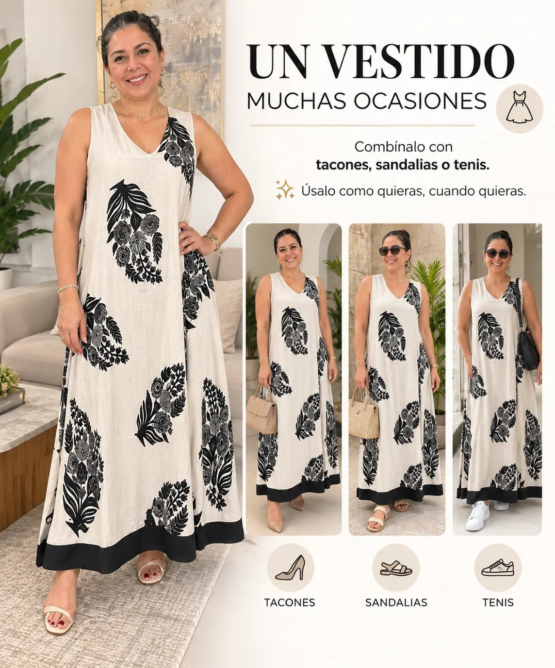 Vestido de tela chalis premium - Paga 1 lleva 2