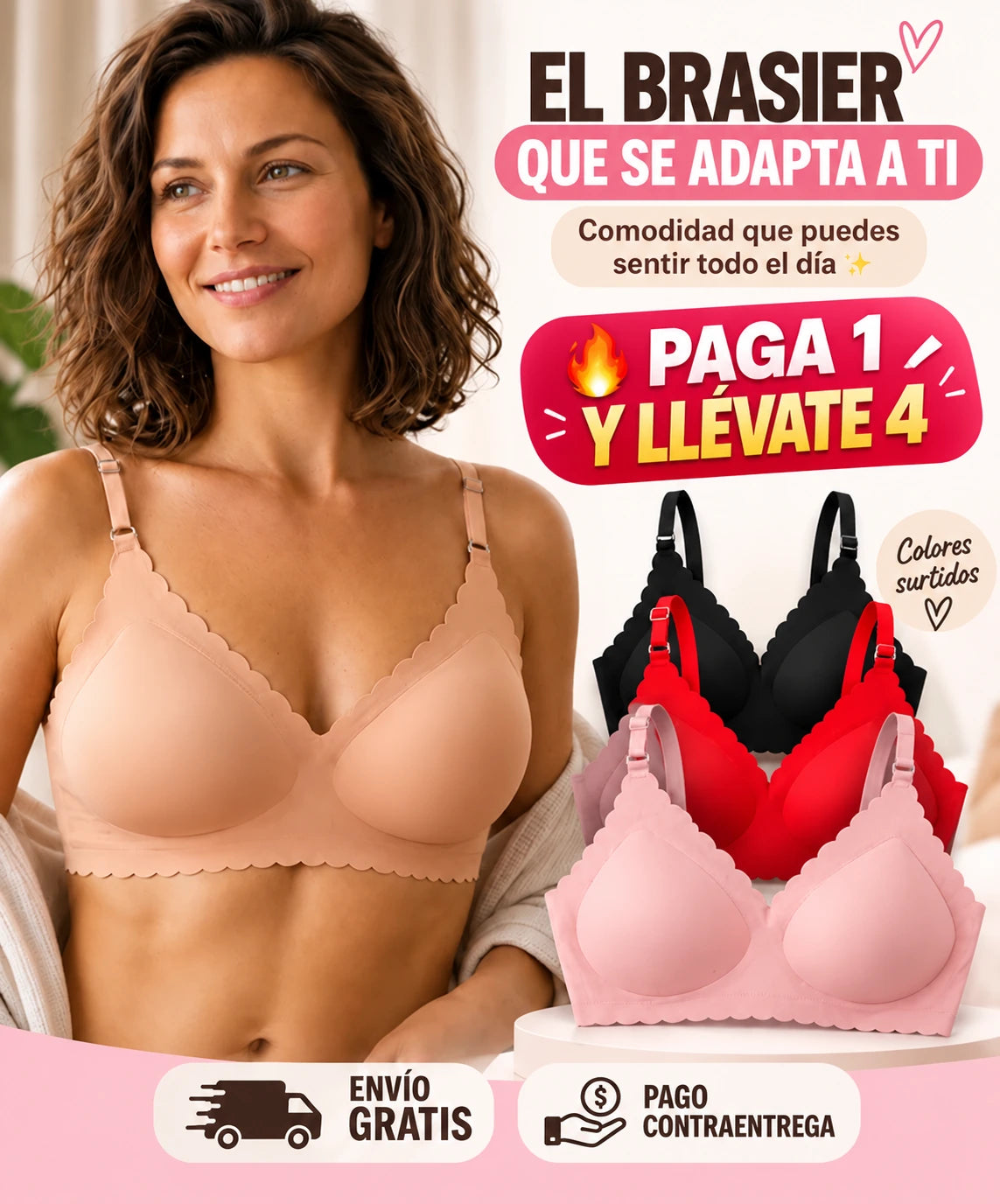 💕 Brasier Confort Sin Varilla ✨ Paga 1 Lleva 4